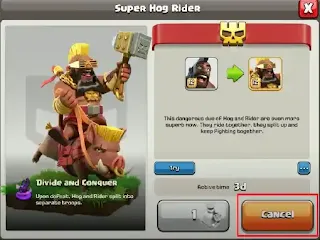 Super Troops Cancel button